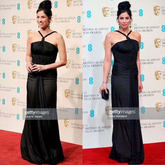 Celeb Worn Rafael Cennamo Silk Black Twist Strap Halter Neck Pleated Gown Size 4 - Picture 3 of 16